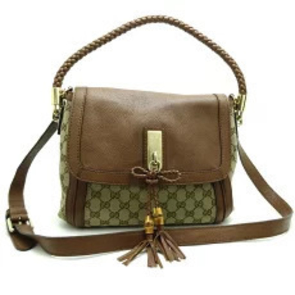 Gucci Bella Shoulder Bag Leather Brown Beige
